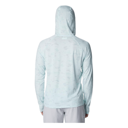 COLUMBIA MEN'S PFG UNCHARTED HOODIE SHIRT - ICY MORN - BACK VIEW