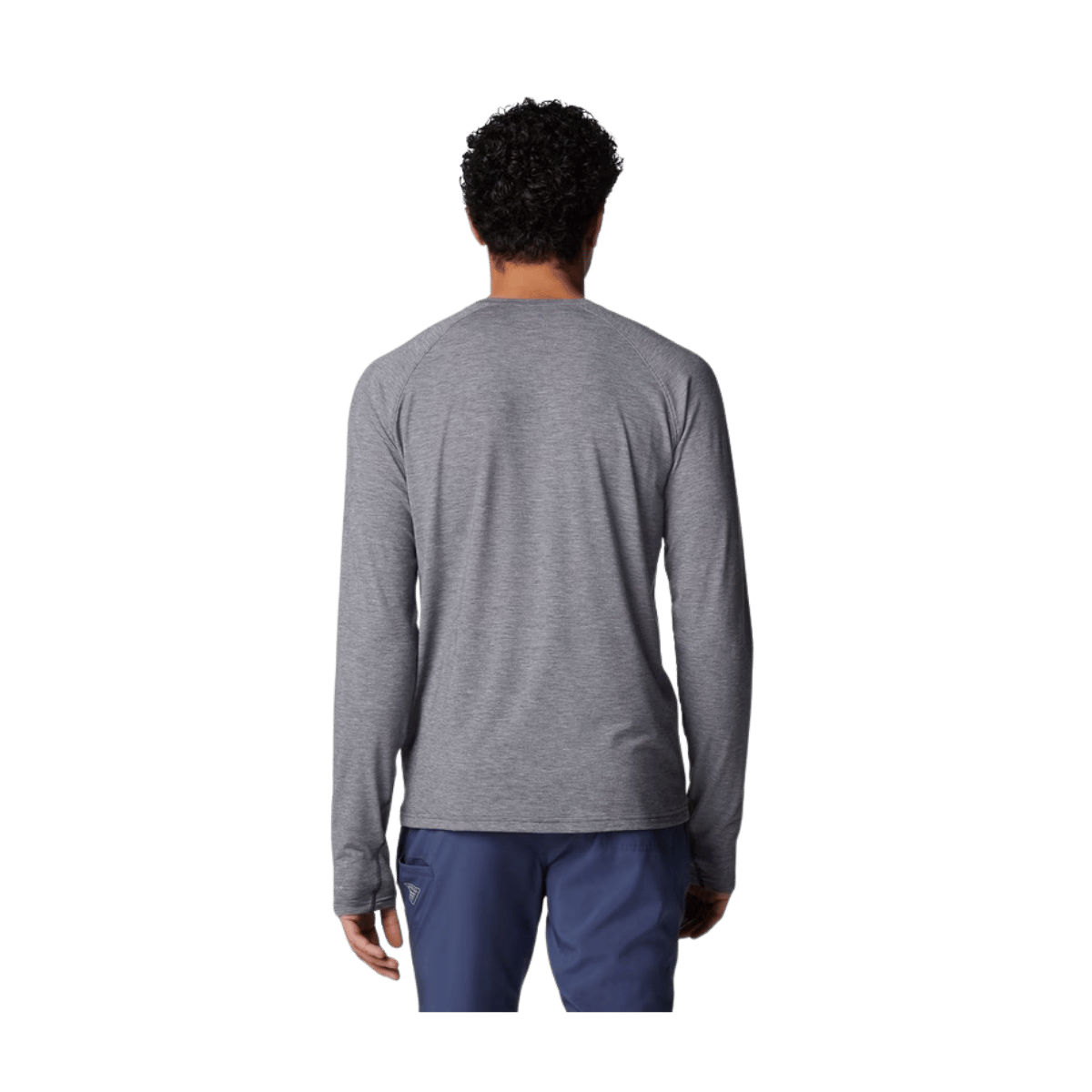 COLUMBIA MEN'S PFG UNCHARTED LONG SLEEVE SHIRT - SHARK HEADER - BACK VIEW