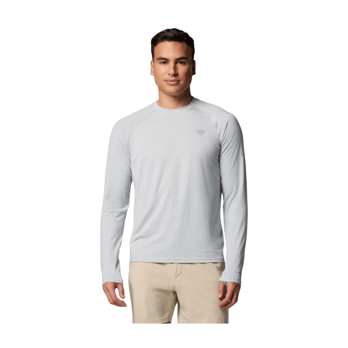 COLUMBIA MEN'S PFG UNCHARTED LONG SLEEVE SHIRT - COOL GREY - FRONT VIEW