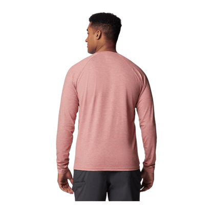 COLUMBIA MEN'S PFG UNCHARTED LONG SLEEVE SHIRT - SANDALWOOD PINK - BACK VIEW