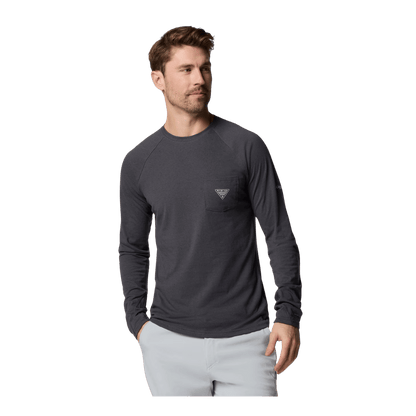 COLUMBIA MEN'S PFG UNCHARTED NEPS LONG SLEEVE SHIRT - SHARK - FRONT VIEW