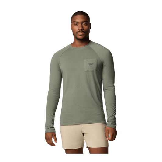 COLUMBIA MEN'S PFG UNCHARTED NEPS LONG SLEEVE SHIRT - CYPRESS - FRONT VIEW