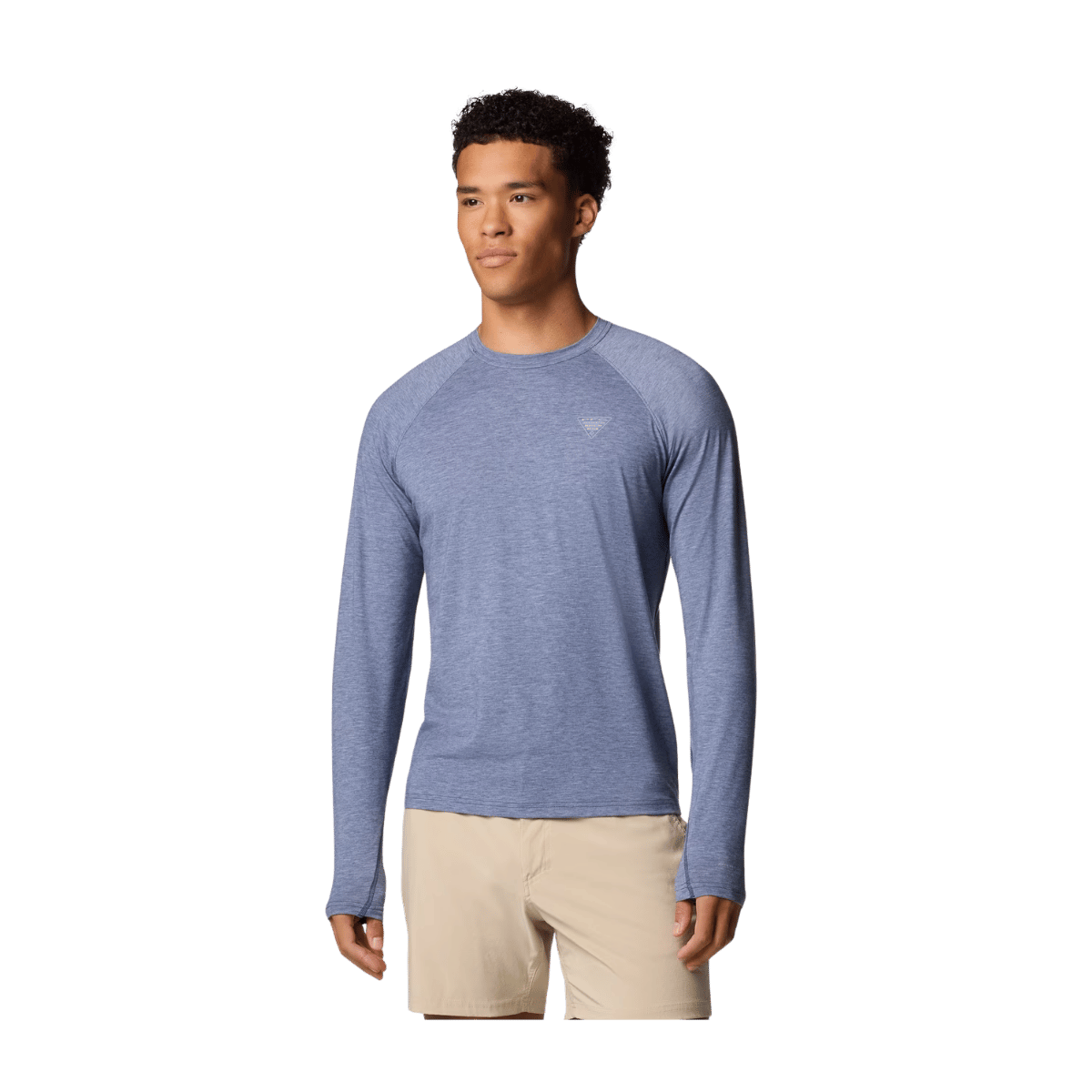 COLUMBIA MEN'S PFG UNCHARTED LONG SLEEVE SHIRT - NOCTURNAL HEATHER - FRONT VIEW