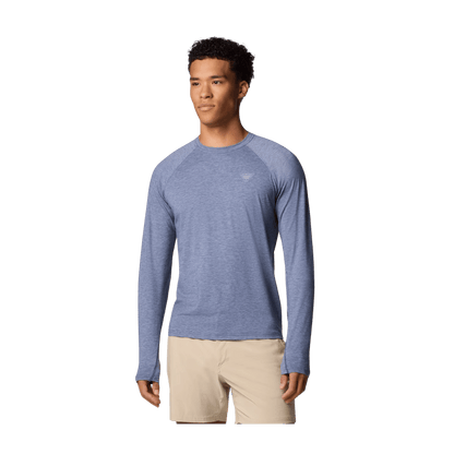 COLUMBIA MEN'S PFG UNCHARTED LONG SLEEVE SHIRT - NOCTURNAL HEATHER - FRONT VIEW