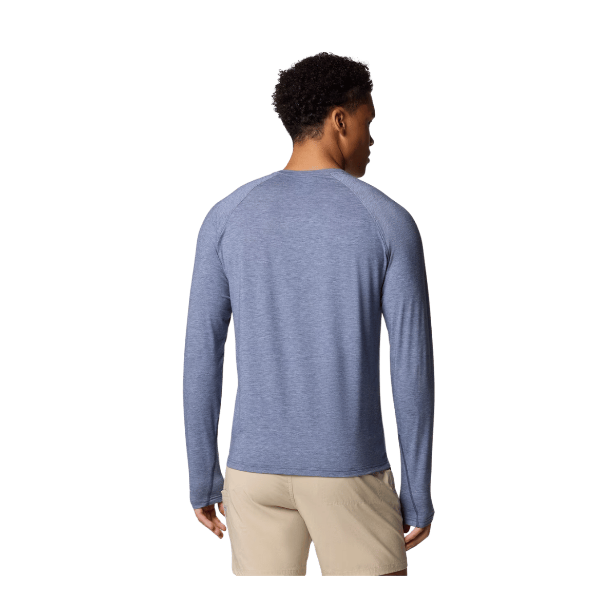 COLUMBIA MEN'S PFG UNCHARTED LONG SLEEVE SHIRT - NOCTURNAL HEATHER - BACK VIEW