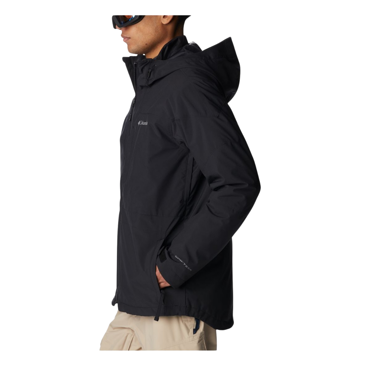 COLUMBIA MEN'S POWDER CANYON INTERCHANGE JACKET - BLACK - SIDE VIEW