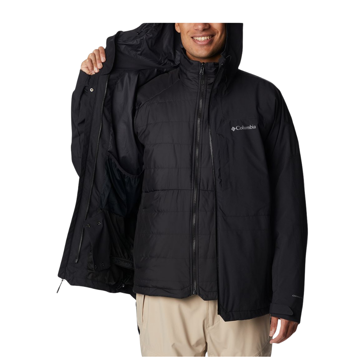 COLUMBIA MEN'S POWDER CANYON INTERCHANGE JACKET - BLACK - FEATURING VIEW