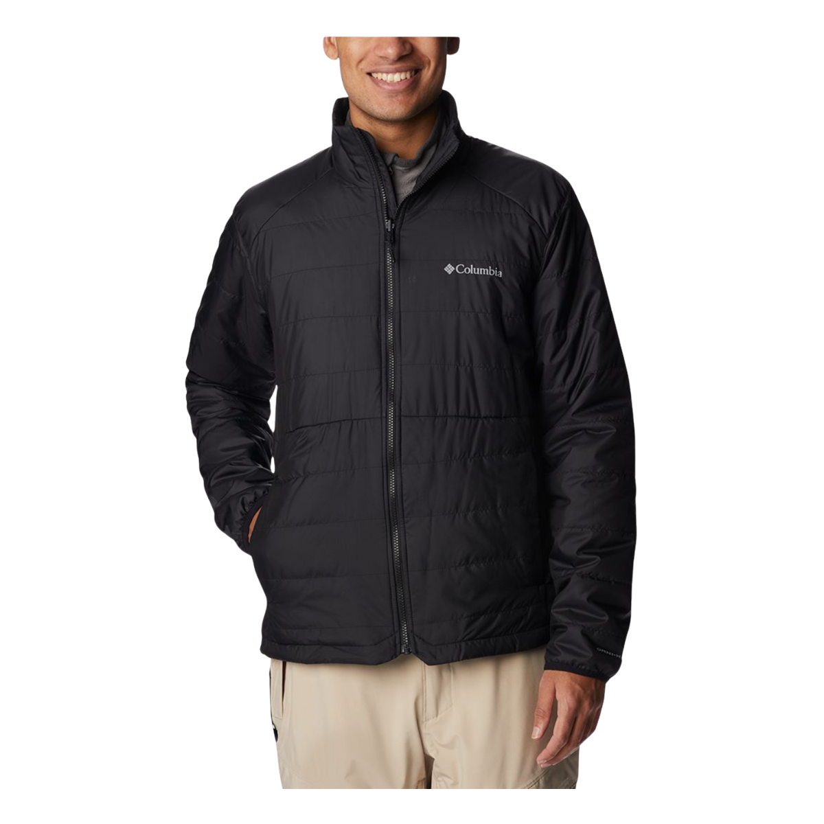 COLUMBIA MEN'S POWDER CANYON INTERCHANGE JACKET - BLACK - FRONT VIEW