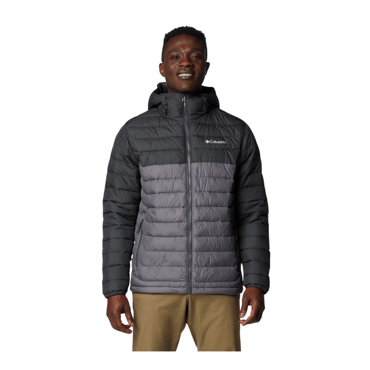 COLUMBIA POWDER LITE II HOODED JACKET - CITY GREY - FRONT VIEW