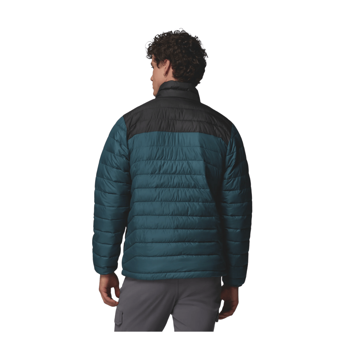 COLUMBIA MEN'S POWDER LITE II HOODED JACKET - EVER BLUE - BACK VIEW