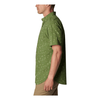 COLUMBIA MEN'S RAPID RIVERS PRINTED SHORT SLEEVE SHIRT - CANTEEN - SIDE VIEW