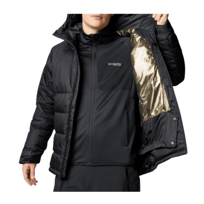 COLUMBIA MEN'S ROARING FORK II DOWN JACKET - BLACK - FRONT INNER VIEW 