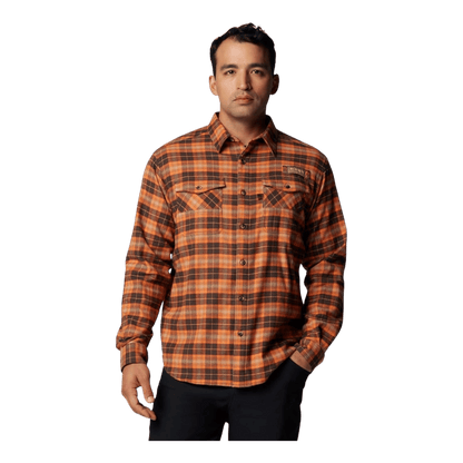 COLUMBIA MEN'S ROUGHTAIL STRETCH FLANNEL LONG SLEEVE SHIRT - CORDOVAN OMBRE - FRONT VIEW
