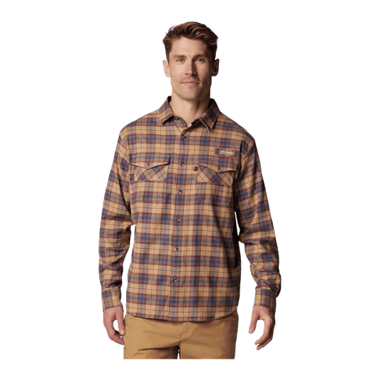 COLUMBIA ROUGHTAIL STRETCH FLANNEL LONG SLEEVE SHIRT - SAHARA OMBRE - FRONT VIEW