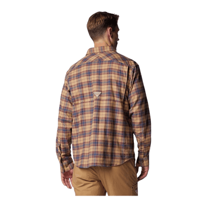 COLUMBIA ROUGHTAIL STRETCH FLANNEL LONG SLEEVE SHIRT - SAHARA OMBRE - BACK VIEW