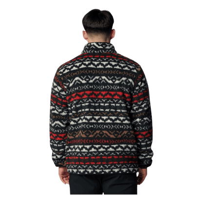 COLUMBIA MEN'S RUGGED RIDGE HALF SNAP FLEECE - BLACK MADRAS - BACK VIEW