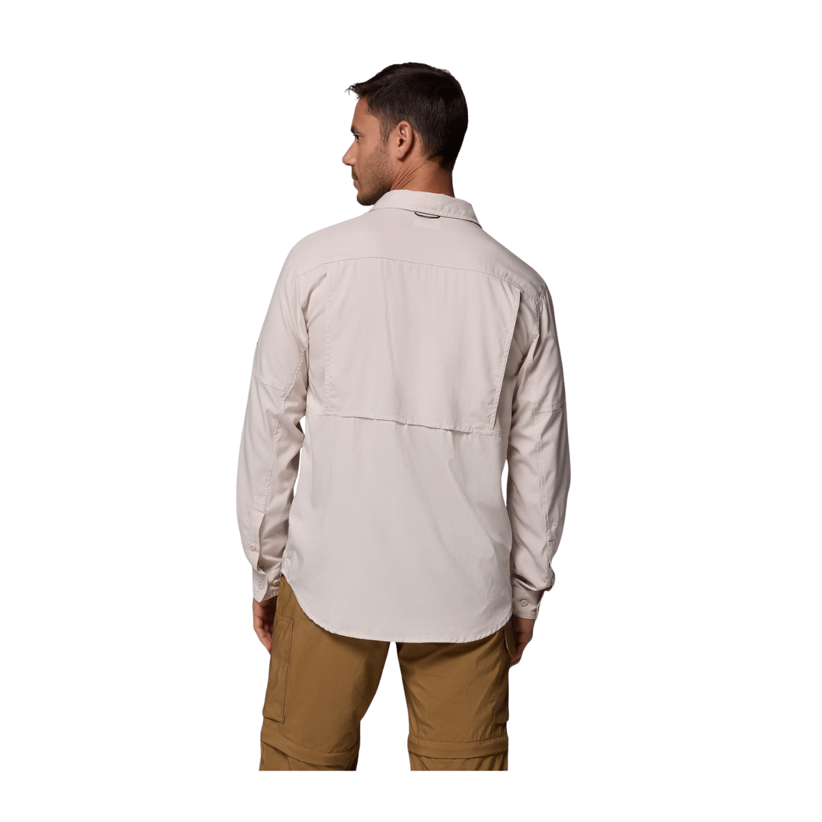 COLUMBIA MEN'S SILVER RIDGE UTILITY LITE LONG SLEEVE SHIRT - DARK STONE - BACK VIEW