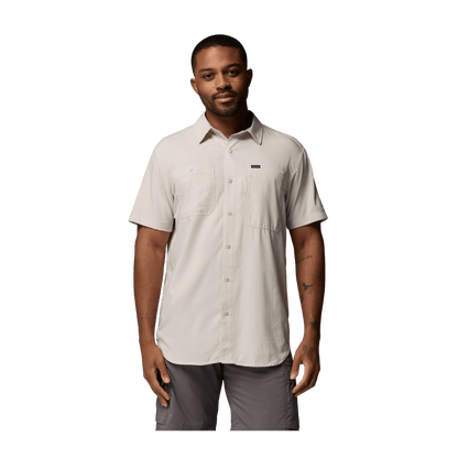 COLUMBIA SILVER RIDGE UTILITY LITE SHORT SLEEVE SHIRT - DARK STONE - FRONT VIEW