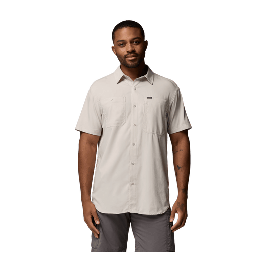 COLUMBIA SILVER RIDGE UTILITY LITE SHORT SLEEVE SHIRT - DARK STONE - FRONT VIEW