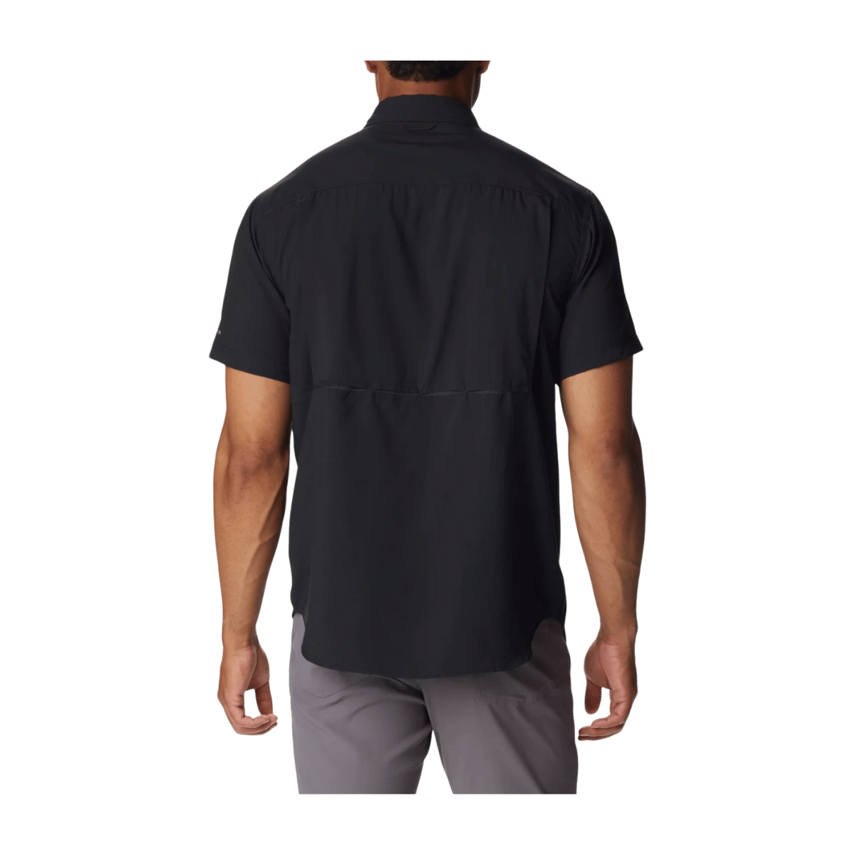 COLUMBIA MEN'S SILVER RIDGE UTILITY LITE SHORT SLEEVE SHIRT - BLACK - BACK VIEW