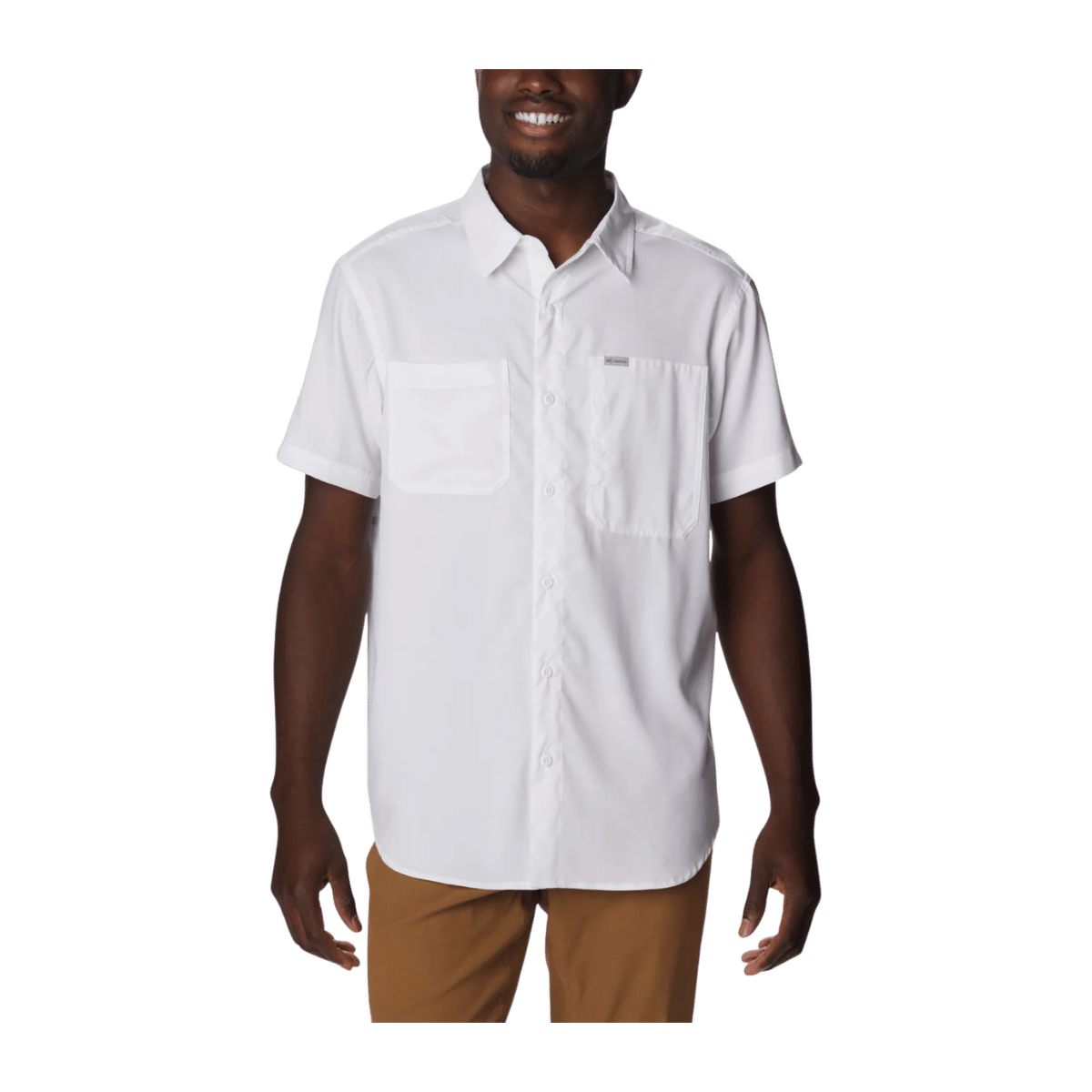 COLUMBIA MEN'S SILVER RIDGE UTILITY LITE SHORT SLEEVE SHIRT- WHITE - FRONT VIEW