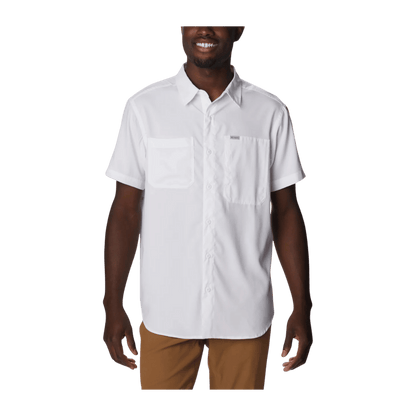 COLUMBIA MEN'S SILVER RIDGE UTILITY LITE SHORT SLEEVE SHIRT- WHITE - FRONT VIEW