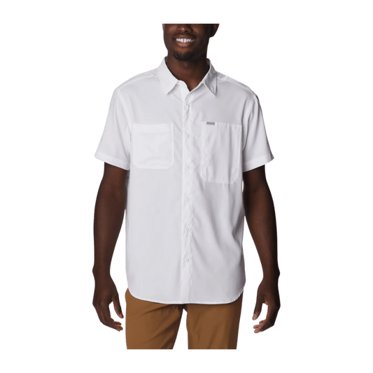 COLUMBIA MEN'S SILVER RIDGE UTILITY LITE SHORT SLEEVE SHIRT- WHITE - FRONT VIEW