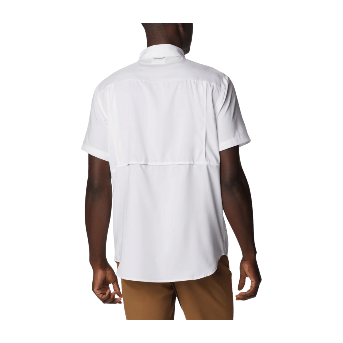 COLUMBIA MEN'S SILVER RIDGE UTILITY LITE SHORT SLEEVE SHIRT- WHITE - BACK VIEW