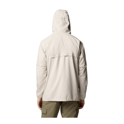 COLUMBIA MEN'S SKIEN VALLEY HOODED LONG SLEEVE SHIRT - DARK STONE - BACK VIEW