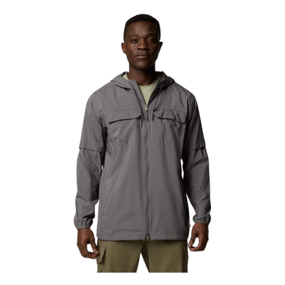 COLUMBIA MEN'S SKIEN VALLEY HOODED LONG SLEEVE SHIRT - CITY GREY - FRONT VIEW