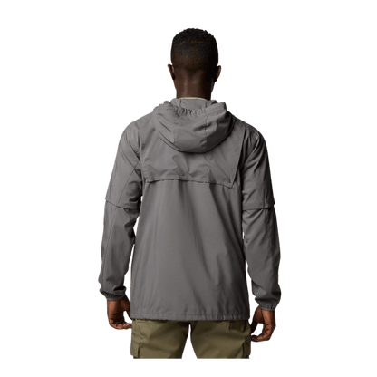 COLUMBIA MEN'S SKIEN VALLEY HOODED LONG SLEEVE SHIRT - CITY GREY - BACK VIEW