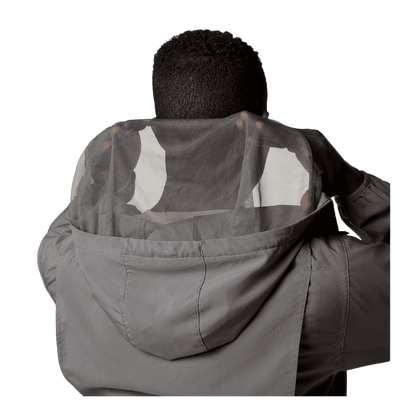 COLUMBIA MEN'S SKIEN VALLEY HOODED LONG SLEEVE SHIRT - CITY GREY - CLOSE UP HOOD BACK VIEW