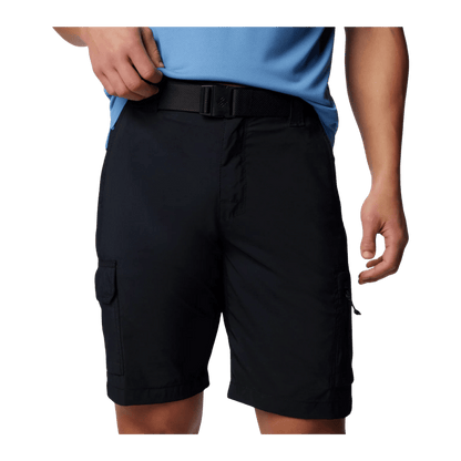 COLUMBIA SILVER RIDGE UTILITY 10" CARGO SHORTS - BLACK - CLOSE-UP VIEW
