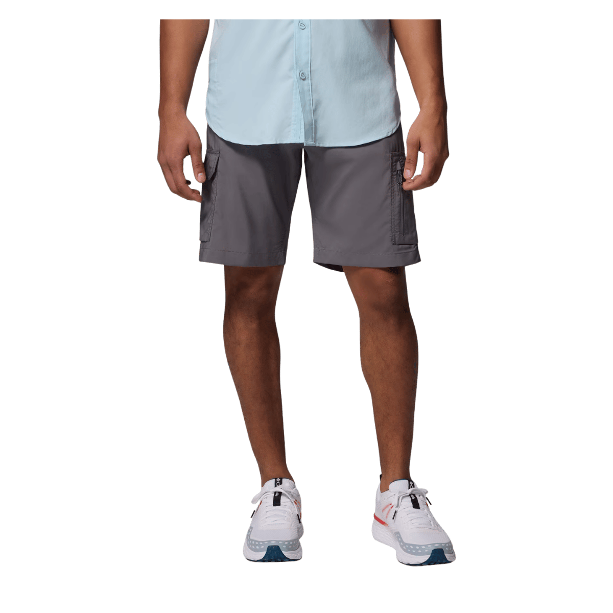 COLUMBIA MEN'S SILVER RIDGE UTILITY CARGO SHORT CITY GREY-FRONT-VIEW