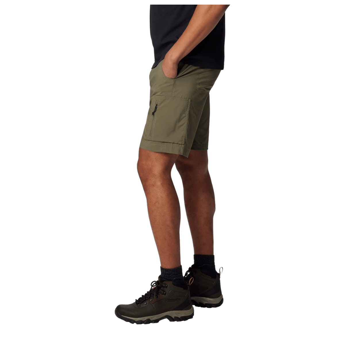 COLUMBIA MEN'S SILVER RIDGE UTILITY CARGO SHORT STONE GREEN-SIDE VIEW