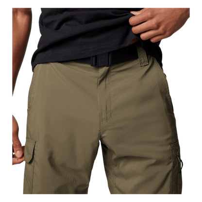 COLUMBIA MEN'S SILVER RIDGE UTILITY CARGO SHORT STONE GREEN-CLOSER FRONT VIEW