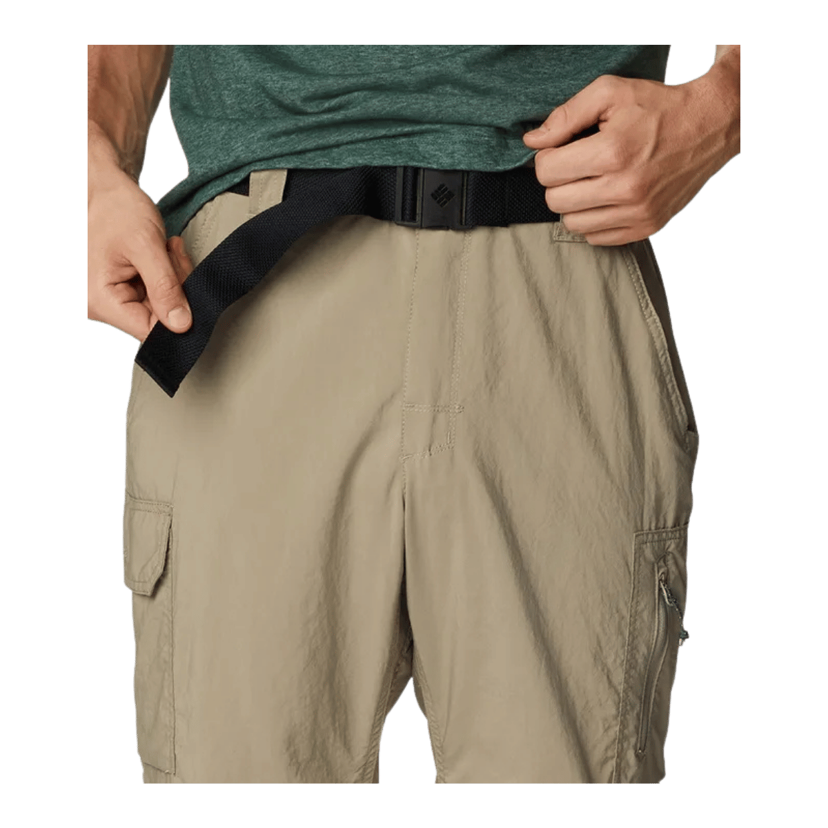 COLUMBIA MEN'S SILVER RIDGE UTILITY CONVERTIBLE PANTS - TUSK - CLOSE-UP VIEW