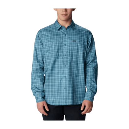 COLUMBIA MEN'S SILVER RIDGE UTILITY LITE PLAID LONG SLEEVE SHIRT - CLOUDBURST - FRONT VIEW