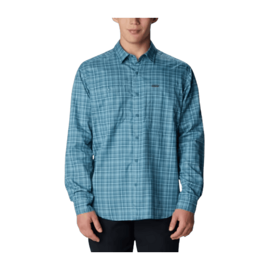 COLUMBIA MEN'S SILVER RIDGE UTILITY LITE PLAID LONG SLEEVE SHIRT - CLOUDBURST - FRONT VIEW