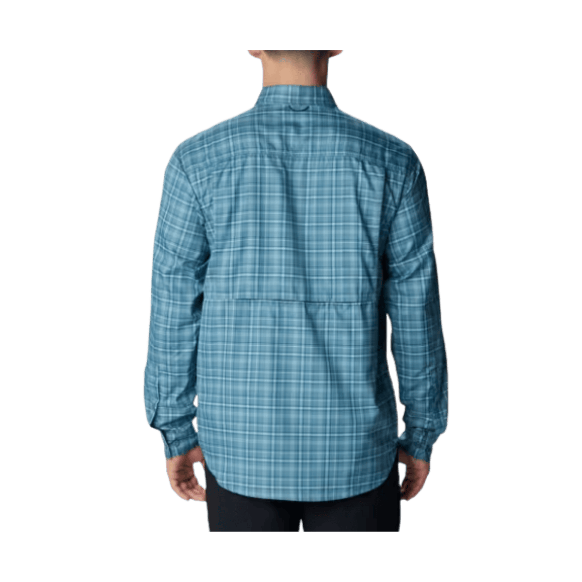 COLUMBIA MEN'S SILVER RIDGE UTILITY LITE PLAID LONG SLEEVE SHIRT - CLOUDBURST - BACK VIEW