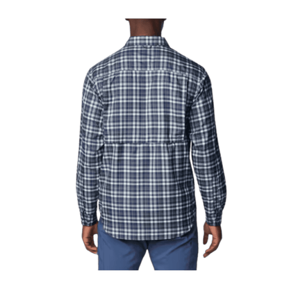 COLUMBIA MEN'S SILVER RIDGE UTILITY LITE PLAID LONG SLEEVE SHIRT - COLLEGIATE NAVY - BACK VIEW