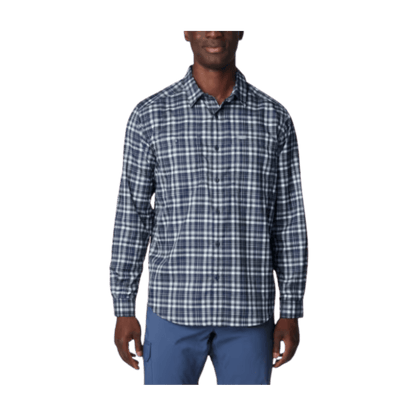 COLUMBIA MEN'S SILVER RIDGE UTILITY LITE PLAID LONG SLEEVE SHIRT - COLLEGIATE NAVY - FRONT VIEW