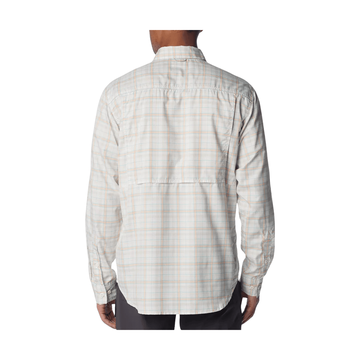 COLUMBIA MEN'S SILVER RIDGE UTILITY LITE PLAID LONG SLEEVE SHIRT - SEA SALT - BACK VIEW