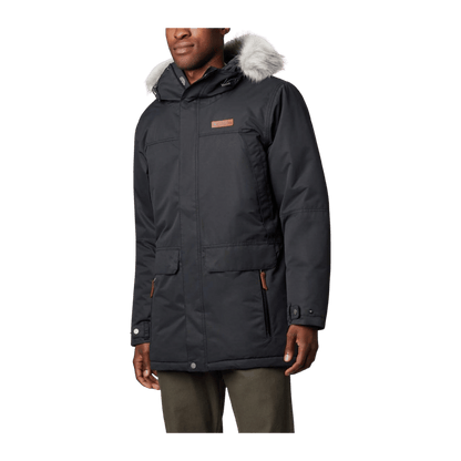 COLUMBIA MEN'S SOUTH CANYON LONG DOWN PARKA JACKET - BLACK - FRONT VIEW
