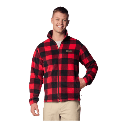 COLUMBIA MEN'S STEENS MOUNTAIN PRINTED FLEECE JACKET - MOUNTAIN RED - FRONT VIEW
