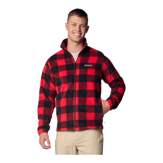 COLUMBIA MEN'S STEENS MOUNTAIN PRINTED FLEECE JACKET - MOUNTAIN RED - FRONT VIEW