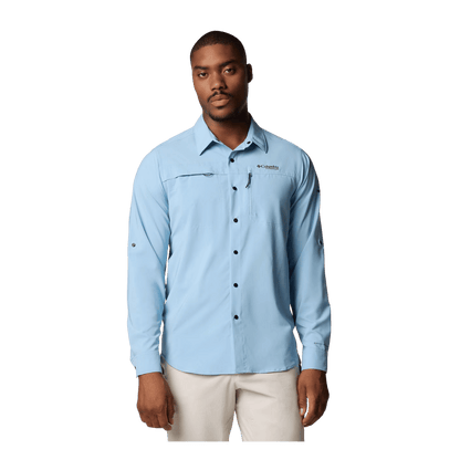 COLUMBIA SUMMIT VALLEY WOVEN LONG SLEEVE SHIRT - RIPPLE BLUE - FRONT VIEW