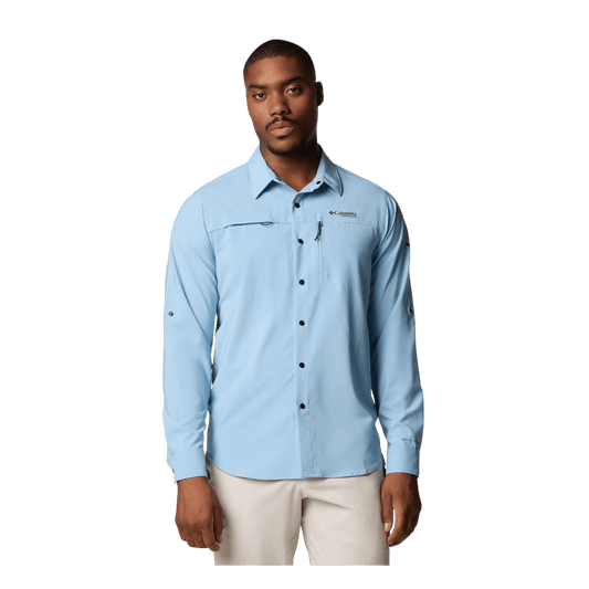 COLUMBIA SUMMIT VALLEY WOVEN LONG SLEEVE SHIRT - RIPPLE BLUE - FRONT VIEW