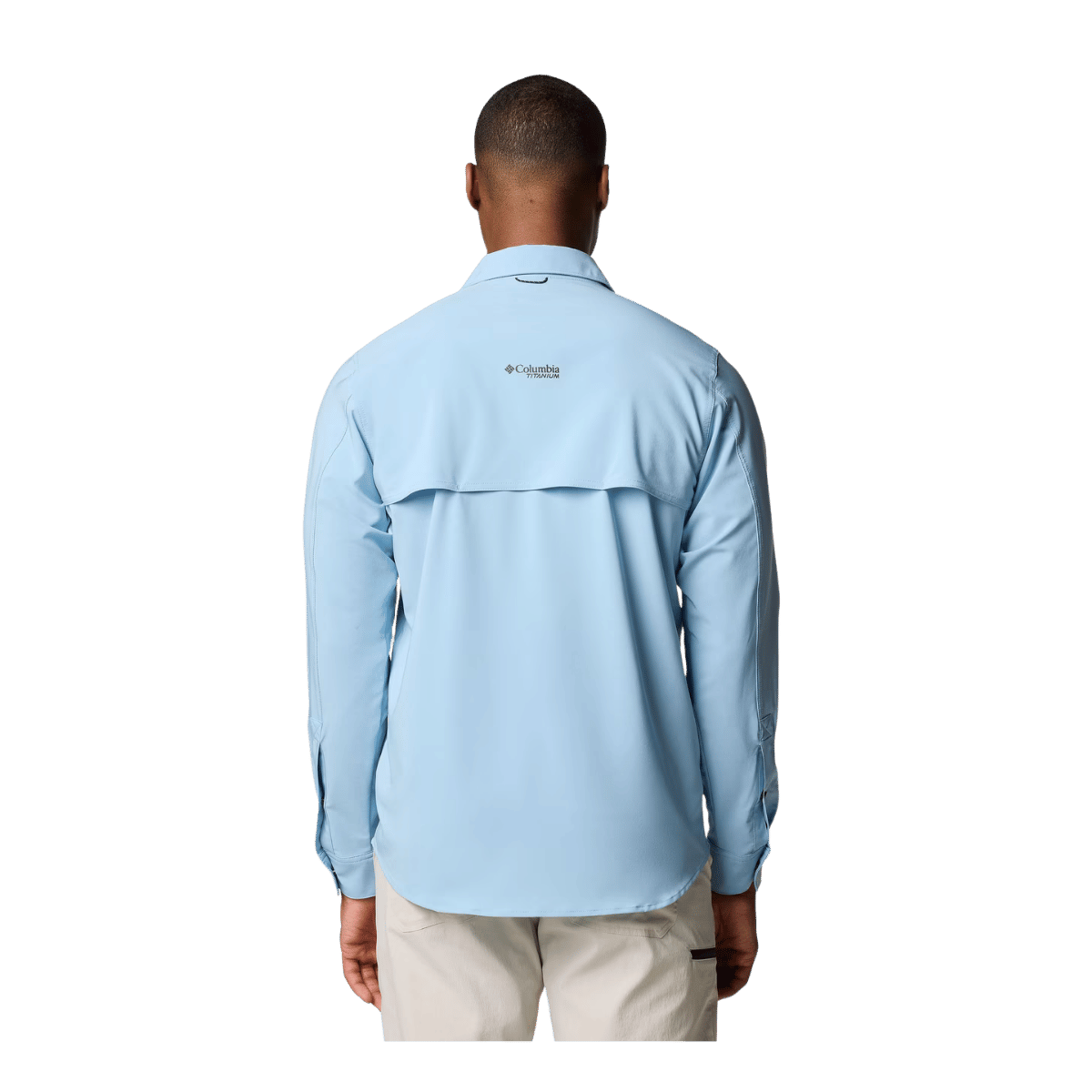 COLUMBIA SUMMIT VALLEY WOVEN LONG SLEEVE SHIRT - RIPPLE BLUE - BACK VIEW