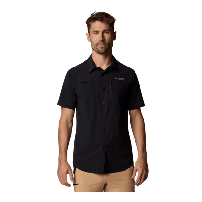 COLUMBIA SUMMIT VALLEY WOVEN SHORT SLEEVE SHIRT - BLACK - FRONT VIEW